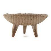 白マット高足付浅鉢 穴あり【苔玉皿】【信楽焼】 幅10cm〜11cm×高さ5cm〜6cm