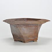 作家鉢　8号　櫛目五角鉢　伊藤光伸作　幅23cm×高さ10.5cm　