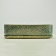 小判切立鉢9号 オリベ【受け皿付き】鉢幅25cm×奥行8.5cm×高さ7cm