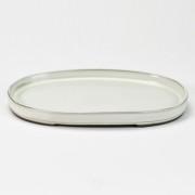 【万古焼】クリーム7号小判水石 幅21.3cm×奥行き14.3cm×高さ2cm