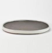 【瀬戸焼】クリーム9号小判水石(穴ナシ) 幅27.8cm×奥行き19cm×高さ2.8cm