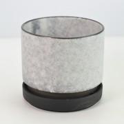 【万古焼】 筒型受皿付 4号 ホワイトマット 幅11.6cm×高さ10.8cm