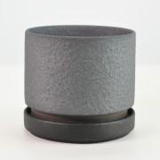 【万古焼】 筒型受皿付 4号 イブシマット 幅11.6cm×高さ10.8cm