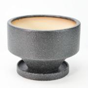 モダン浅丸鉢 受け皿付き ブラック 5号 幅15cm×高さ10cm