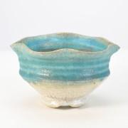 信楽焼 水色手作り鉢 5号小 幅15cm×奥行11cm×高さ9cm