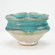 信楽焼 水色手作り鉢 5号大 幅15cm×奥行15.5cm×高さ10cm