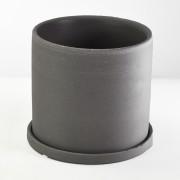 信楽焼 円柱鉢 受け皿付き 5号