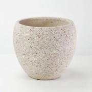 セメント調ラウンド鉢 特大 6号 砂白 外寸20cm 内寸16cm 高さ17.5cm