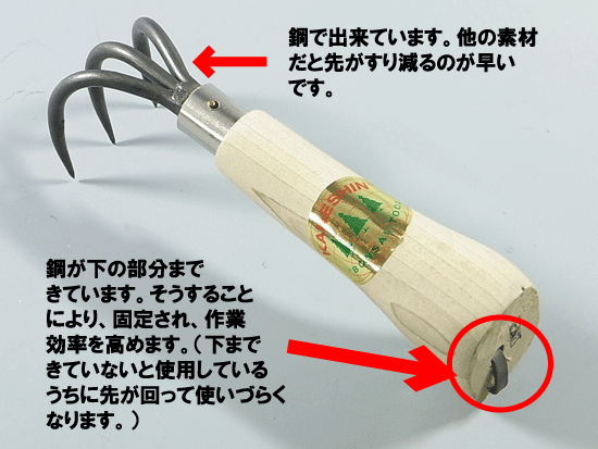 根捌き　(根掻き)　兼進作　3本爪　小　165mm