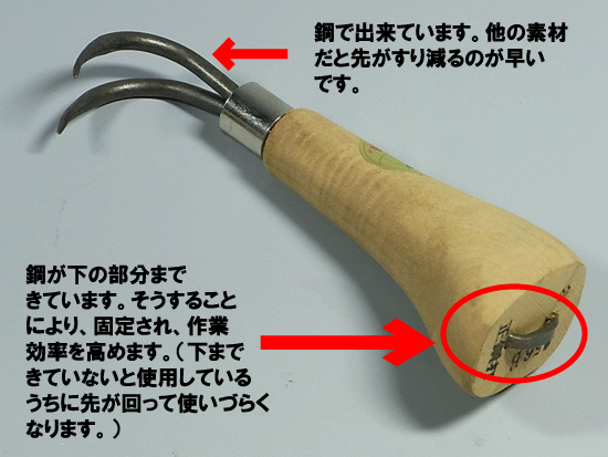 根捌き　(根掻き)　兼進作　2本爪　小　160mm