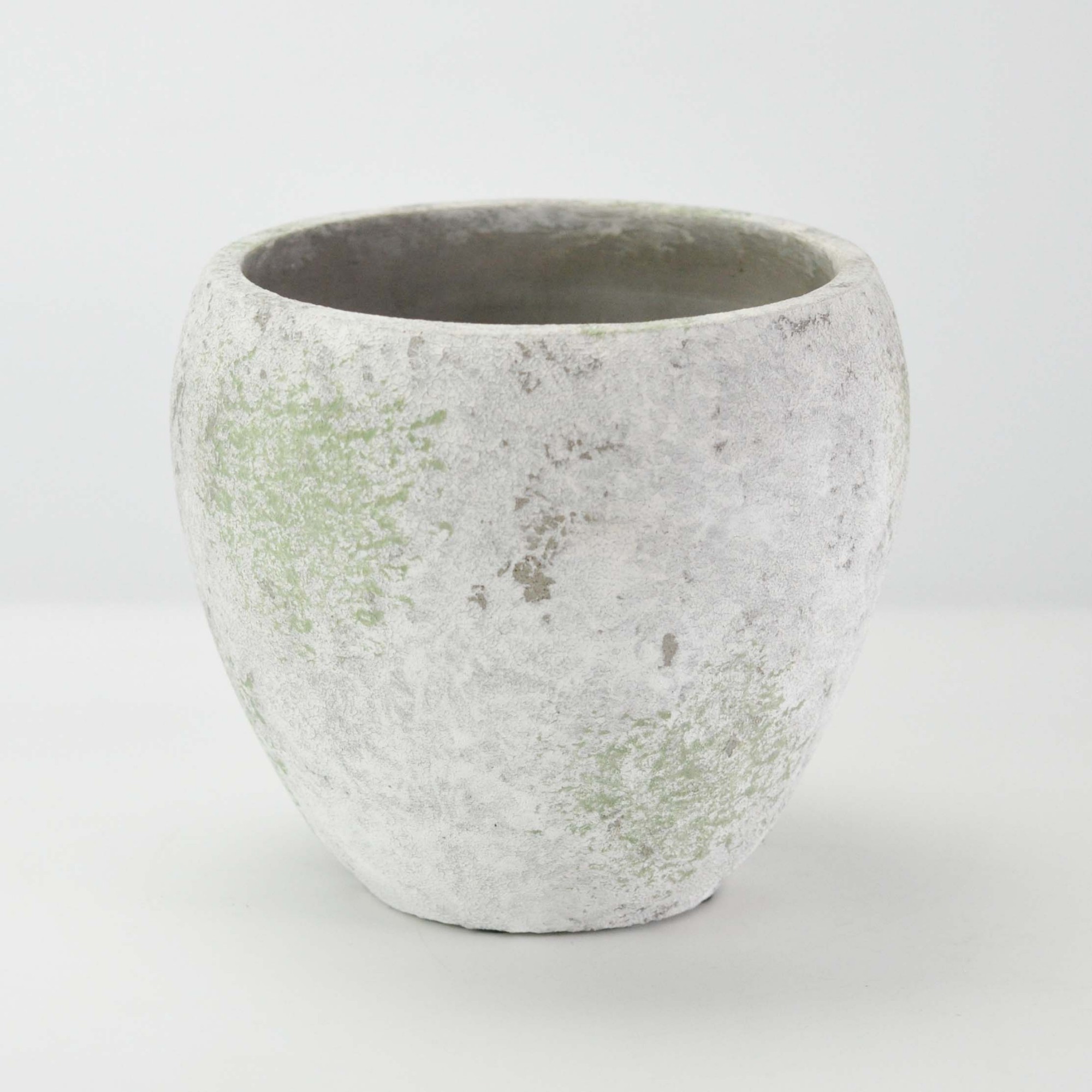 セメント調ラウンド鉢 大 5号 苔白 外寸16.5cm 内寸13cm 高さ14.5cm