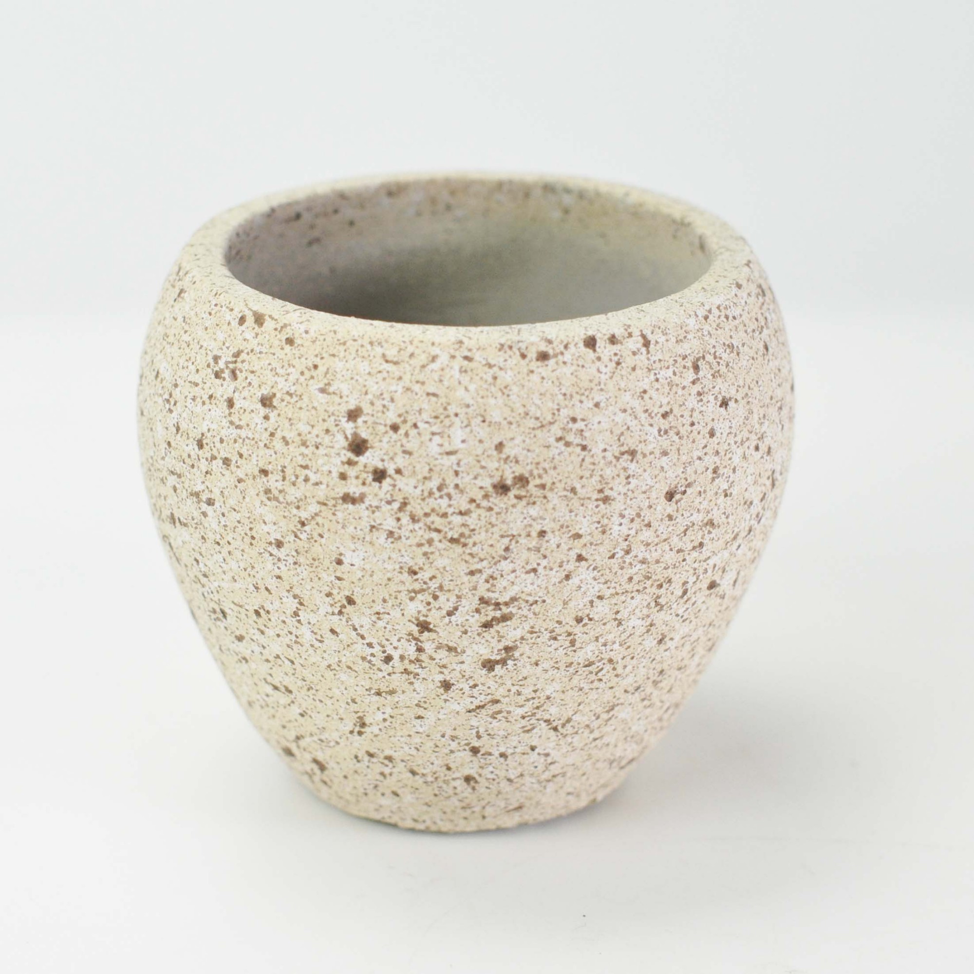 セメント調ラウンド鉢 小 3号 砂白 外寸9cm 内寸6.5cm 高さ8cm