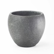 セメント調ラウンド鉢 特大 6号 墨黒 外寸20cm 内寸16cm 高さ17.5cm