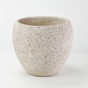 セメント調ラウンド鉢 特大 6号 砂白 外寸20cm 内寸16cm 高さ17.5cm